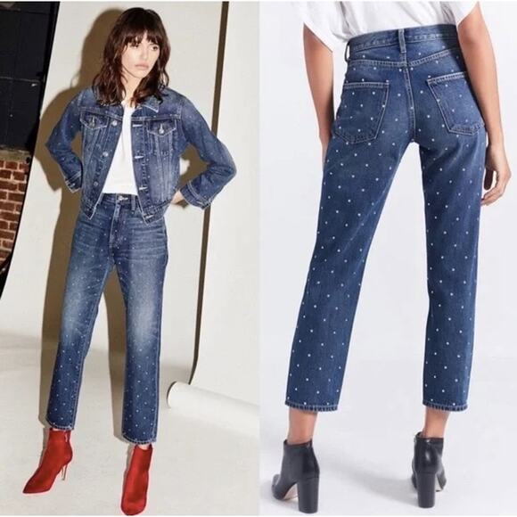 Current/Elliott The Vintage Cropped Slim Studded Jeans 27 - Picture 2 of 10